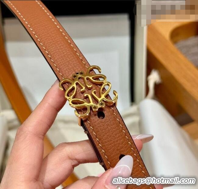 Best Price Loewe Anagram Anchor Belt 2cm in Stone Embossed Leather LW091202 Brown/Gold 2025