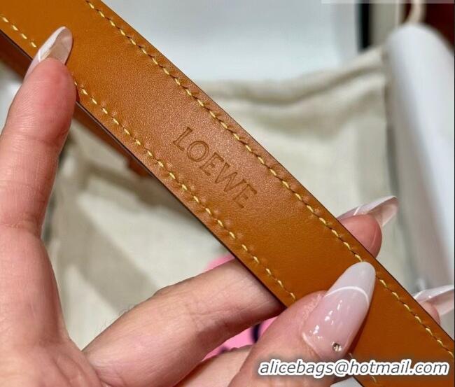Best Price Loewe Anagram Anchor Belt 2cm in Stone Embossed Leather LW091202 Brown/Gold 2025
