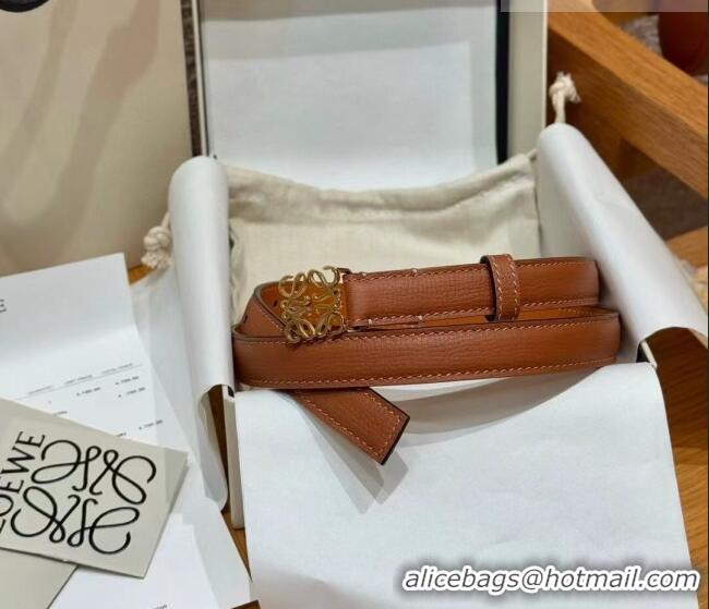 Best Price Loewe Anagram Anchor Belt 2cm in Stone Embossed Leather LW091202 Brown/Gold 2025