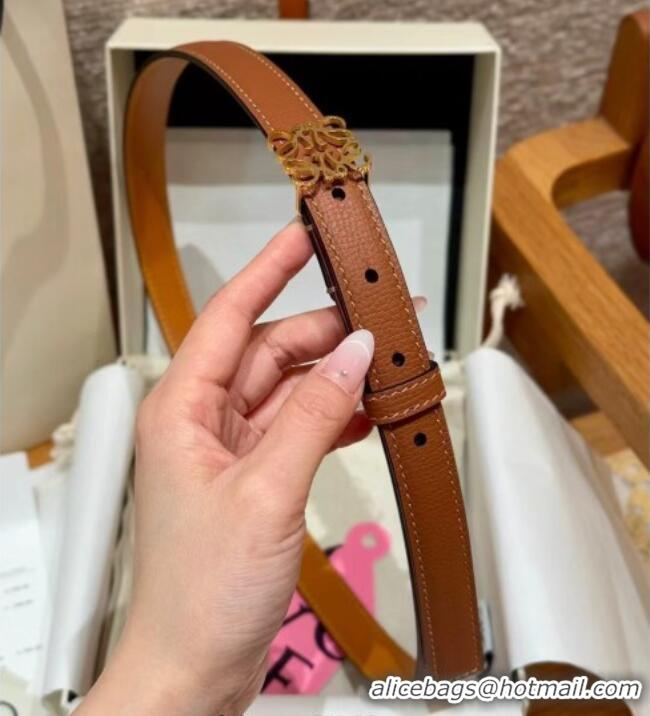 Best Price Loewe Anagram Anchor Belt 2cm in Stone Embossed Leather LW091202 Brown/Gold 2025