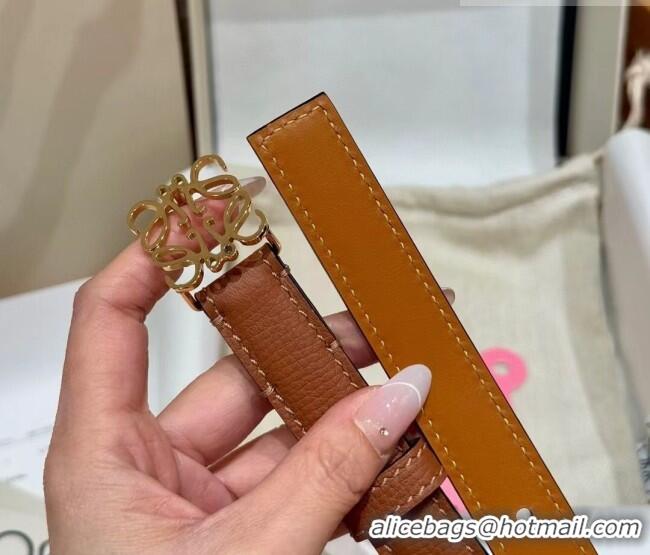 Best Price Loewe Anagram Anchor Belt 2cm in Stone Embossed Leather LW091202 Brown/Gold 2025