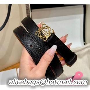 Super Quality Loewe Anagram Anchor Belt 2cm in Stone Embossed Leather LW091202 Black/Gold 2025