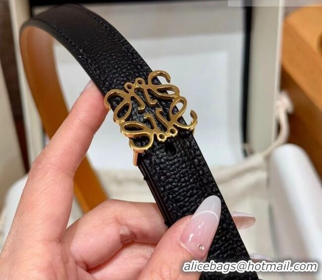 Super Quality Loewe Anagram Anchor Belt 2cm in Stone Embossed Leather LW091202 Black/Gold 2025