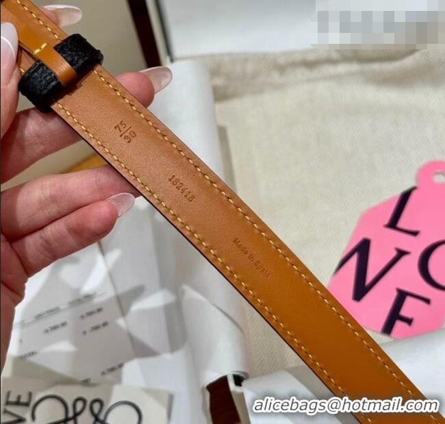 Super Quality Loewe Anagram Anchor Belt 2cm in Stone Embossed Leather LW091202 Black/Gold 2025