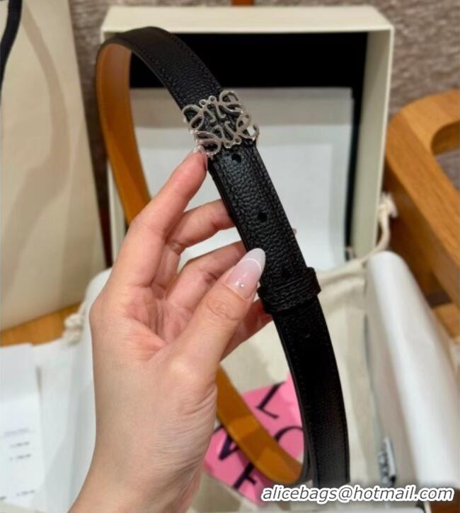 Low Cost Loewe Anagram Anchor Belt 2cm in Stone Embossed Leather LW091202 Black/Silver 2025