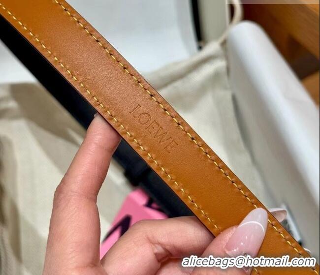 Low Cost Loewe Anagram Anchor Belt 2cm in Stone Embossed Leather LW091202 Black/Silver 2025