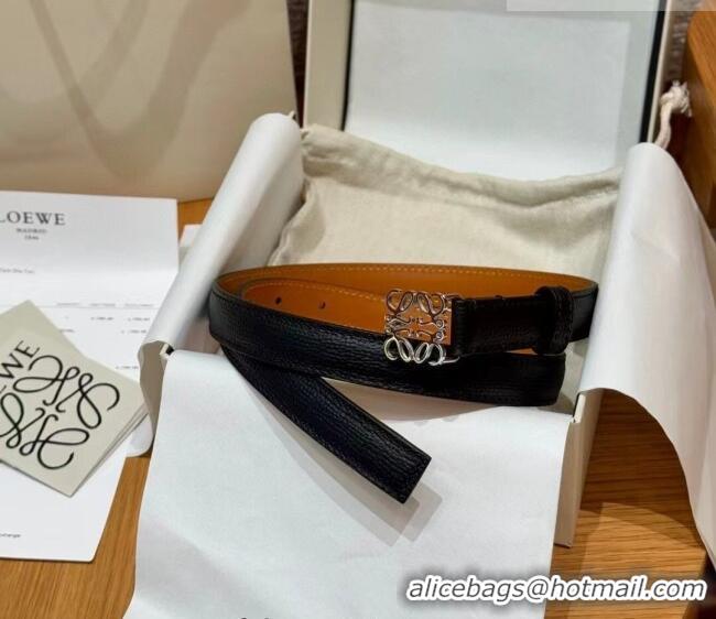 Low Cost Loewe Anagram Anchor Belt 2cm in Stone Embossed Leather LW091202 Black/Silver 2025