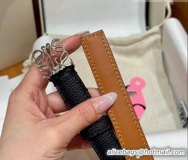 Low Cost Loewe Anagram Anchor Belt 2cm in Stone Embossed Leather LW091202 Black/Silver 2025