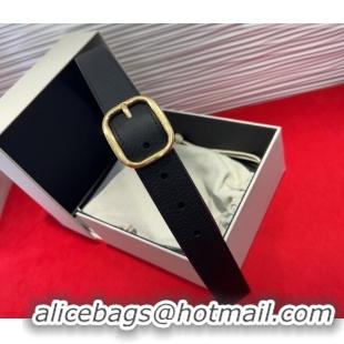 Top Quality Loewe Grained Calfskin Belt 3.2cm with Square Buckle LW091203 Black/Gold 2025