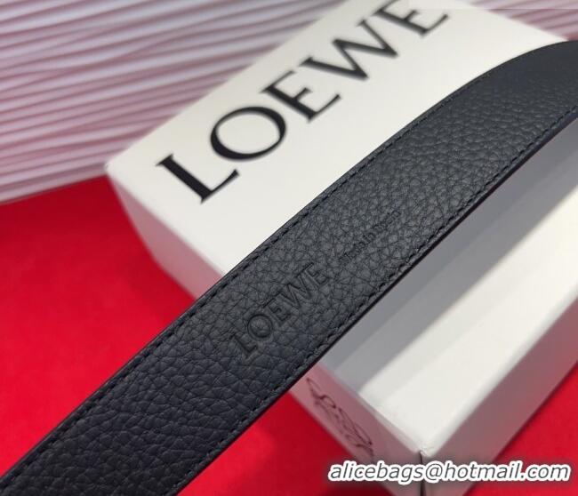 Top Quality Loewe Grained Calfskin Belt 3.2cm with Square Buckle LW091203 Black/Gold 2025