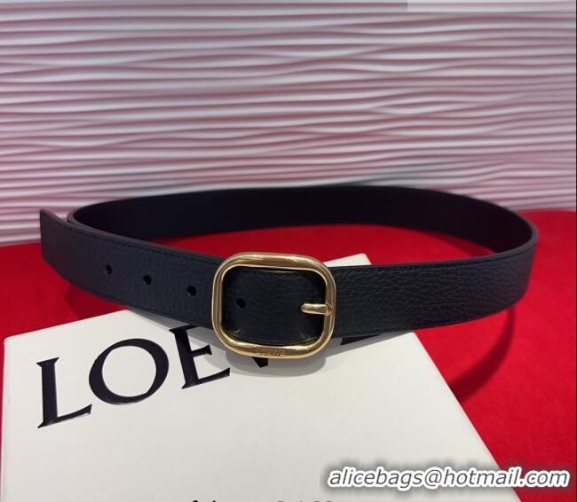 Top Quality Loewe Grained Calfskin Belt 3.2cm with Square Buckle LW091203 Black/Gold 2025