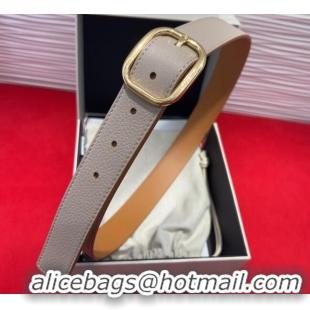 Free Shipping Loewe Grained Calfskin Belt 3.2cm with Square Buckle LW091203 Grey/Gold 2025