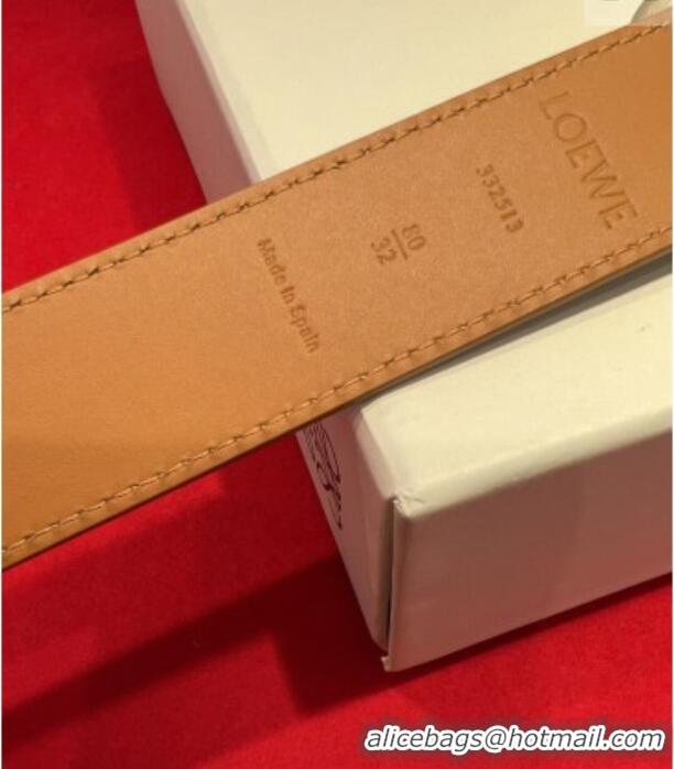 Free Shipping Loewe Grained Calfskin Belt 3.2cm with Square Buckle LW091203 Grey/Gold 2025