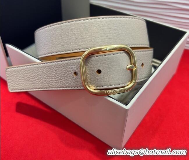 Free Shipping Loewe Grained Calfskin Belt 3.2cm with Square Buckle LW091203 Grey/Gold 2025