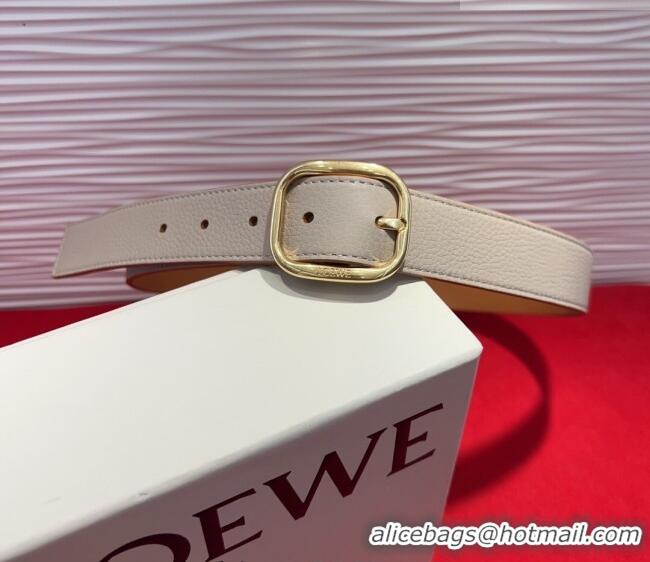 Free Shipping Loewe Grained Calfskin Belt 3.2cm with Square Buckle LW091203 Grey/Gold 2025