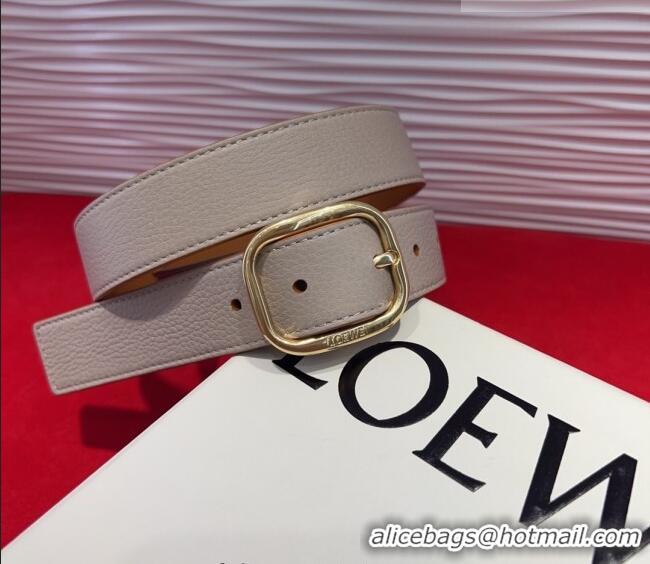 Free Shipping Loewe Grained Calfskin Belt 3.2cm with Square Buckle LW091203 Grey/Gold 2025