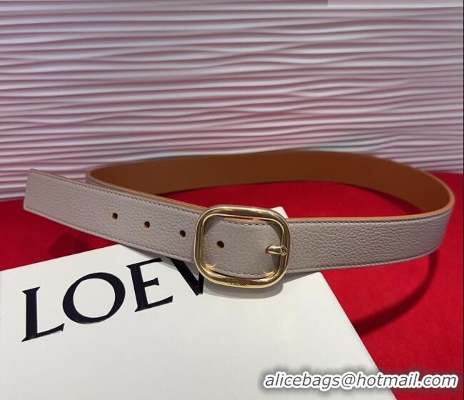Free Shipping Loewe Grained Calfskin Belt 3.2cm with Square Buckle LW091203 Grey/Gold 2025