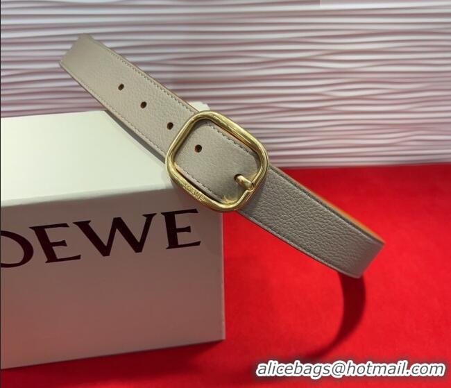 Free Shipping Loewe Grained Calfskin Belt 3.2cm with Square Buckle LW091203 Grey/Gold 2025