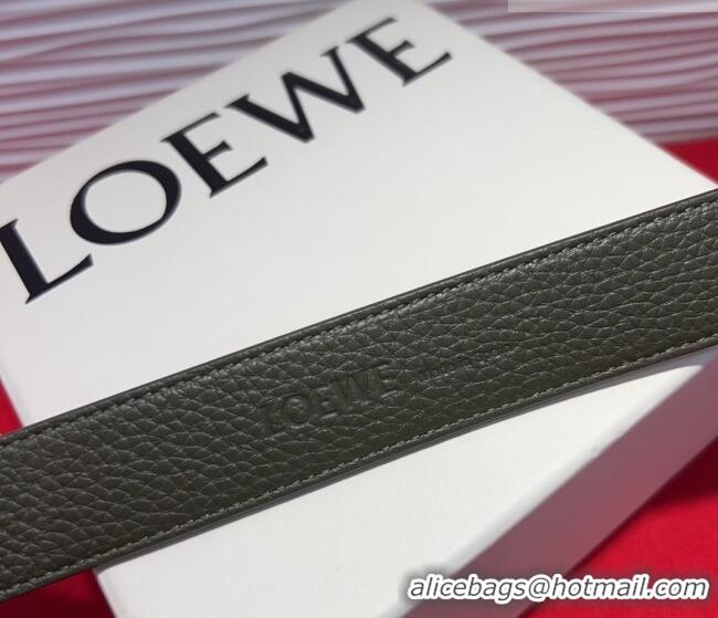 Promotional Loewe Grained Calfskin Belt 3.2cm with Square Buckle LW091203 Green/Gold 2025