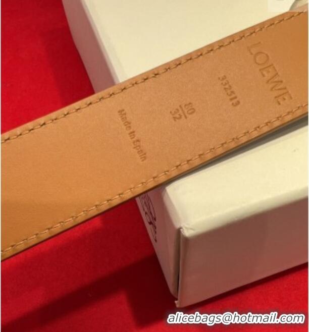 Promotional Loewe Grained Calfskin Belt 3.2cm with Square Buckle LW091203 Green/Gold 2025