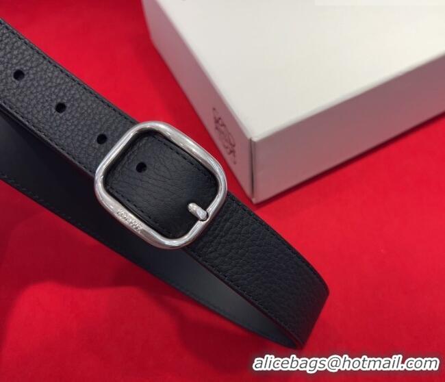 Buy Cheap Loewe Grained Calfskin Belt 3.2cm with Square Buckle LW091203 Black/Silver 2025
