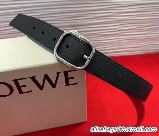Buy Cheap Loewe Grained Calfskin Belt 3.2cm with Square Buckle LW091203 Black/Silver 2025