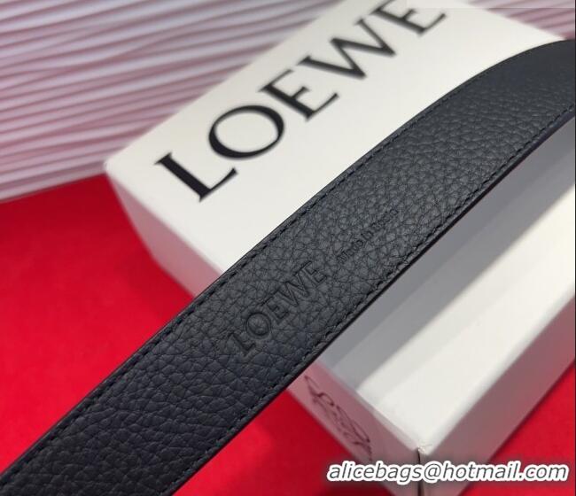 Buy Cheap Loewe Grained Calfskin Belt 3.2cm with Square Buckle LW091203 Black/Silver 2025