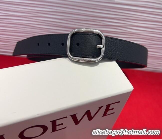 Buy Cheap Loewe Grained Calfskin Belt 3.2cm with Square Buckle LW091203 Black/Silver 2025
