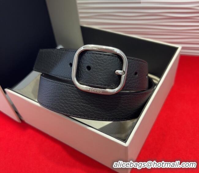 Buy Cheap Loewe Grained Calfskin Belt 3.2cm with Square Buckle LW091203 Black/Silver 2025