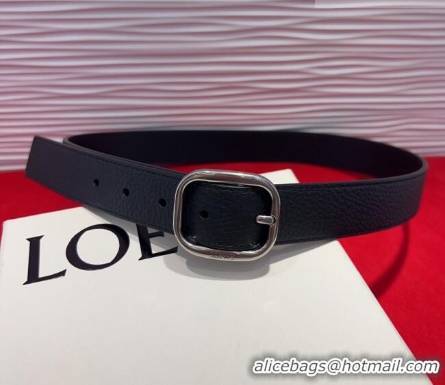Buy Cheap Loewe Grained Calfskin Belt 3.2cm with Square Buckle LW091203 Black/Silver 2025