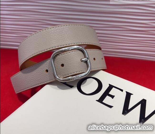 Good Quality Loewe Grained Calfskin Belt 3.2cm with Square Buckle LW091203 Grey/Silver 2025