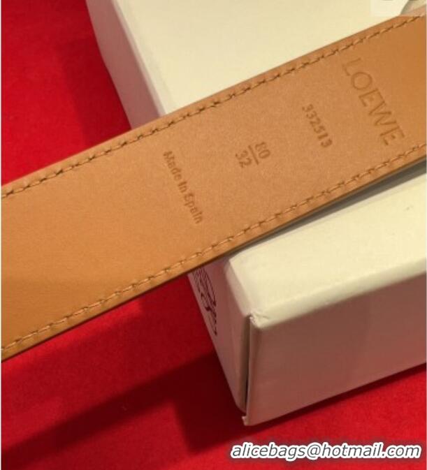 Good Quality Loewe Grained Calfskin Belt 3.2cm with Square Buckle LW091203 Grey/Silver 2025