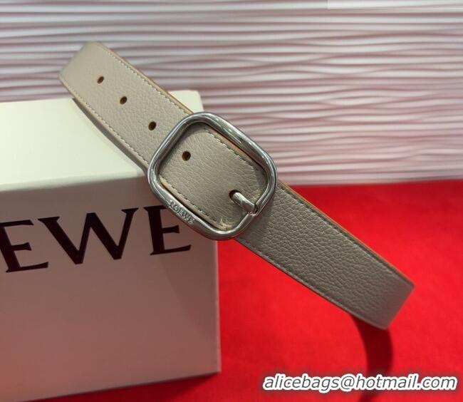 Good Quality Loewe Grained Calfskin Belt 3.2cm with Square Buckle LW091203 Grey/Silver 2025