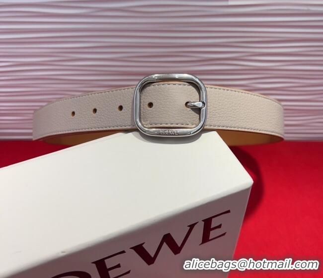 Good Quality Loewe Grained Calfskin Belt 3.2cm with Square Buckle LW091203 Grey/Silver 2025