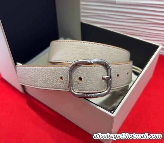 Good Quality Loewe Grained Calfskin Belt 3.2cm with Square Buckle LW091203 Grey/Silver 2025