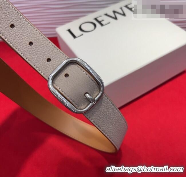 Good Quality Loewe Grained Calfskin Belt 3.2cm with Square Buckle LW091203 Grey/Silver 2025