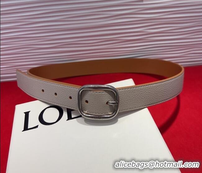 Good Quality Loewe Grained Calfskin Belt 3.2cm with Square Buckle LW091203 Grey/Silver 2025