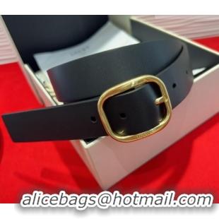 Luxury Cheap Loewe Smooth Calfskin Belt 3.2cm with Square Buckle LW091203 Black/Gold 2025