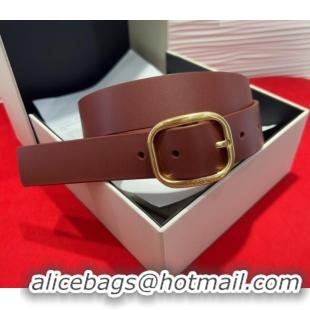 Well Crafted Loewe Smooth Calfskin Belt 3.2cm with Square Buckle LW091203 Dark Brown/Gold 2025
