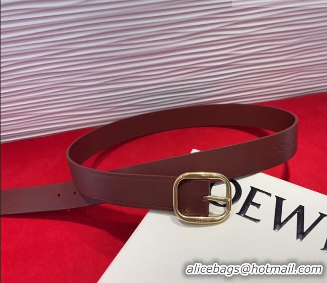 Well Crafted Loewe Smooth Calfskin Belt 3.2cm with Square Buckle LW091203 Dark Brown/Gold 2025