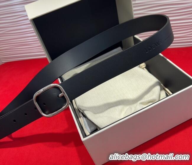Shop Discount Loewe Smooth Calfskin Belt 3.2cm with Square Buckle LW091203 Black/Silver 2025