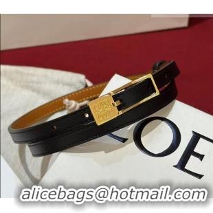 Super Quality Loewe Anagram Smooth Calfskin Belt 1cm with Square Buckle LW091204 Black/Gold 2025
