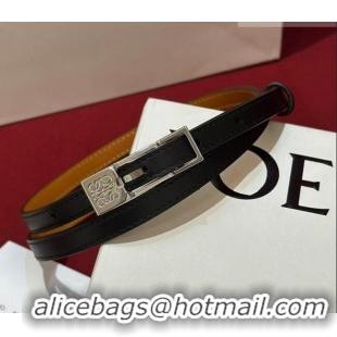 Best Quality Loewe Anagram Smooth Calfskin Belt 1cm with Square Buckle LW091204 Black/Silver 2025