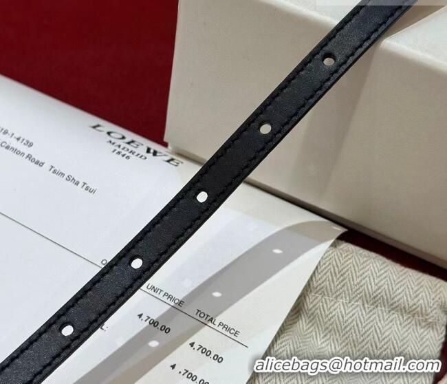 Best Quality Loewe Anagram Smooth Calfskin Belt 1cm with Square Buckle LW091204 Black/Silver 2025