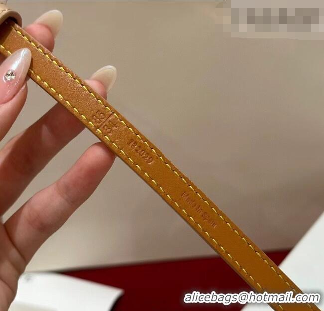 Top Design Loewe Anagram Smooth Calfskin Belt 1cm with Square Buckle LW091204 Beige/Gold 2025