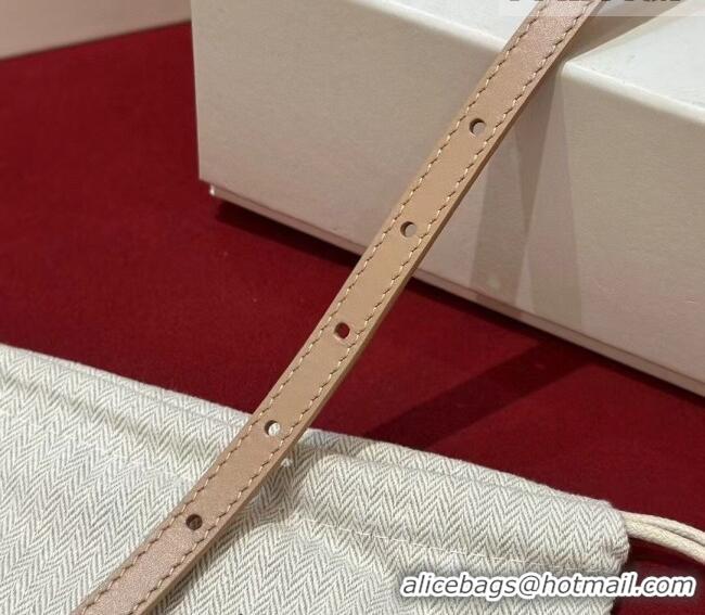 Top Design Loewe Anagram Smooth Calfskin Belt 1cm with Square Buckle LW091204 Beige/Gold 2025