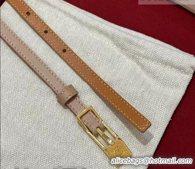 Top Design Loewe Anagram Smooth Calfskin Belt 1cm with Square Buckle LW091204 Beige/Gold 2025