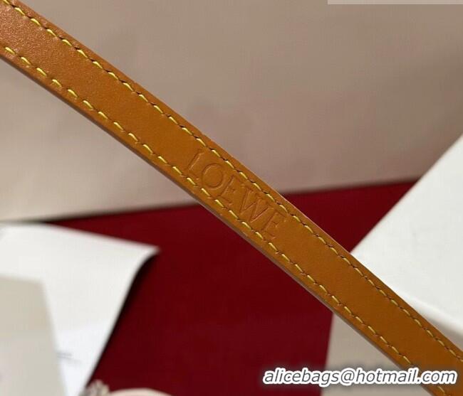 Top Design Loewe Anagram Smooth Calfskin Belt 1cm with Square Buckle LW091204 Beige/Gold 2025