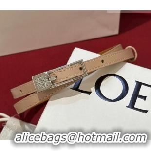 Market Sells Loewe Anagram Smooth Calfskin Belt 1cm with Square Buckle LW091204 Beige/Silver 2025