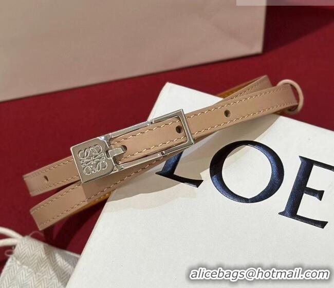 Market Sells Loewe Anagram Smooth Calfskin Belt 1cm with Square Buckle LW091204 Beige/Silver 2025